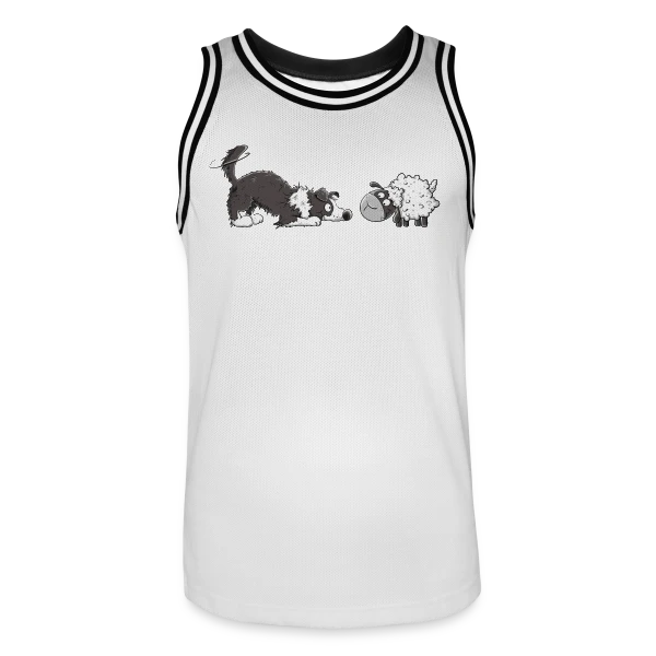 Border Collie et son Mouton Rigolo - Humour Chien sur Maillot de basket Homme