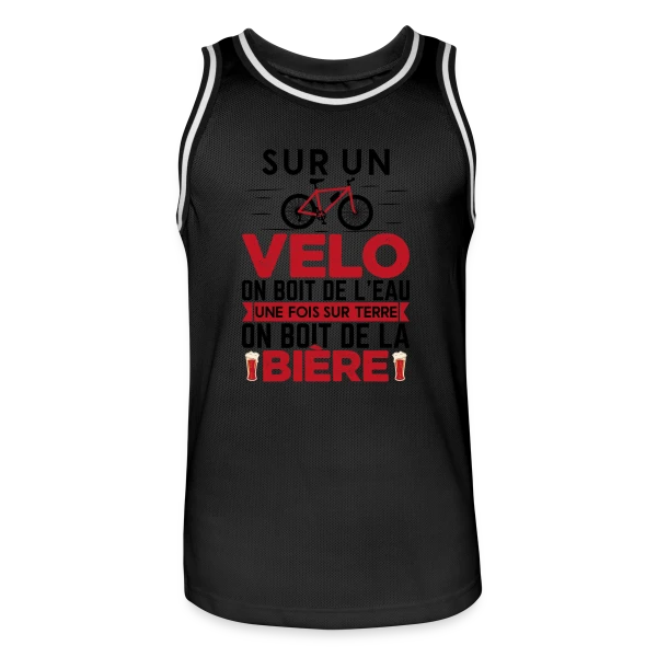 Humour Cycliste : De l'Eau sur le Vélo, de la Bière à Terre sur Maillot de basket Homme