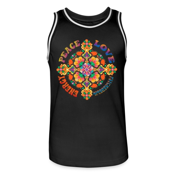 Mandala Psychédélique Peace Love sur Maillot de basket Homme