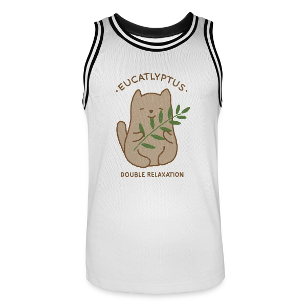 Eucalypchat : Douceur Féline et Eucalyptus sur Maillot de basket Homme