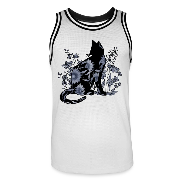 Chat Fleuri Élégant sur Maillot de basket Homme