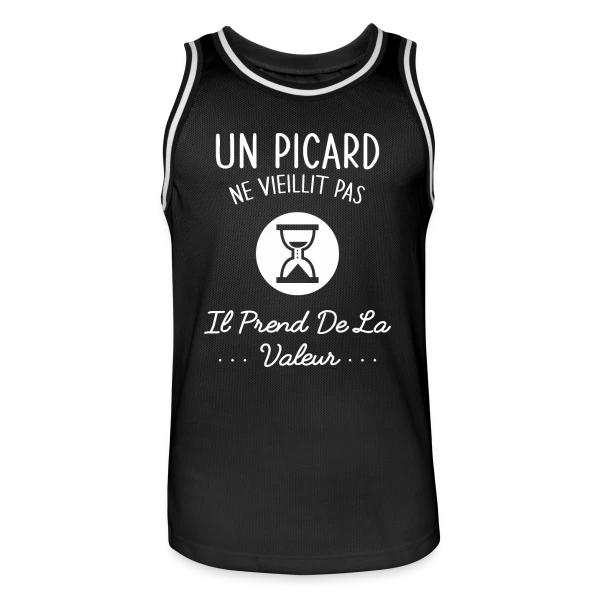 Un Picard ne Vieillit Pas, il Prend de la Valeur - Humour Régional sur Maillot de basket Homme