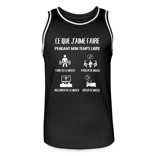 Temps Libre = Muscu ! Humour Musculation Homme sur Maillot de basket Homme