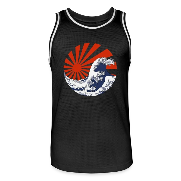 La Grande Vague de Kanagawa & Soleil Levant Yin-Yang sur Maillot de basket Homme
