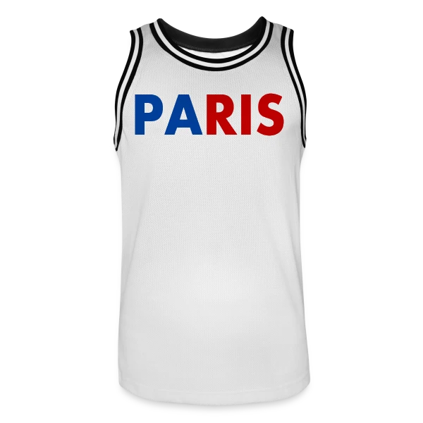 Paris Tricolore Typographie sur Maillot de basket Homme