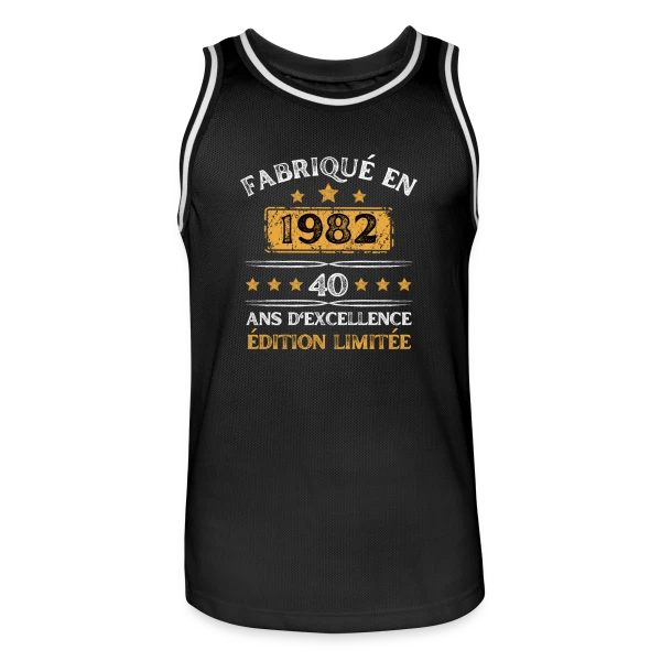 40 Ans Anniversaire : Fabriqué en 1982 Édition Vintage sur Maillot de basket Homme
