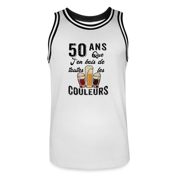 50 Ans Toutes les Couleurs de Bière sur Maillot de basket Homme