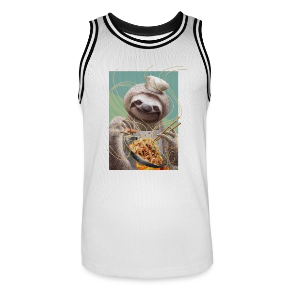 Le Paresseux Chef des Nouilles Sautées sur Maillot de basket Homme
