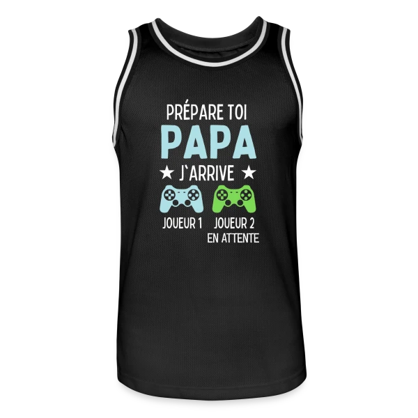 Futur Papa Gamer - Annonce Grossesse Humour sur Maillot de basket Homme
