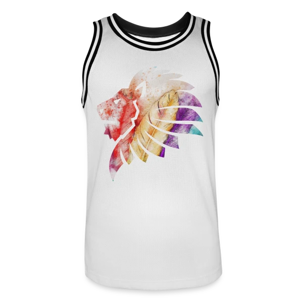 Lion Plumes Aquarelle sur Maillot de basket Homme