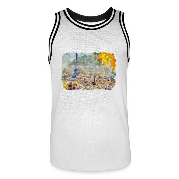 Paris Aquarelle Automnale sur Maillot de basket Homme