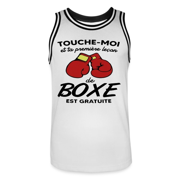 Touche-Moi et Ta Leçon de Boxe Est Gratuite ! Humour sur Maillot de basket Homme