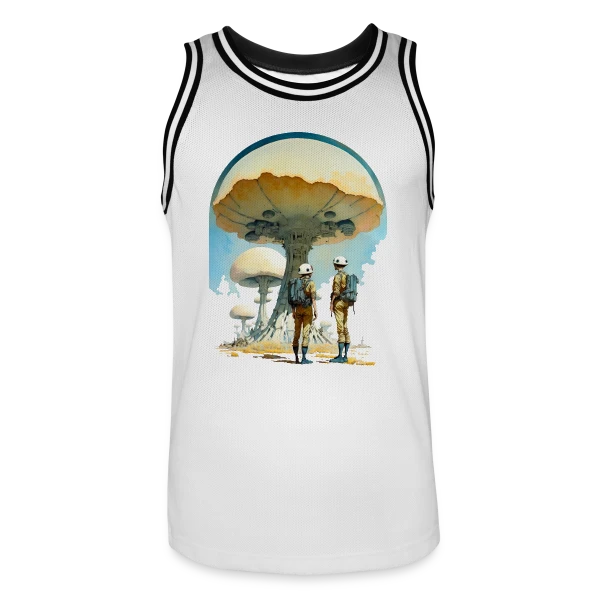 Astro-Champignons 70s Sci-Fi Spatial sur Maillot de basket Homme