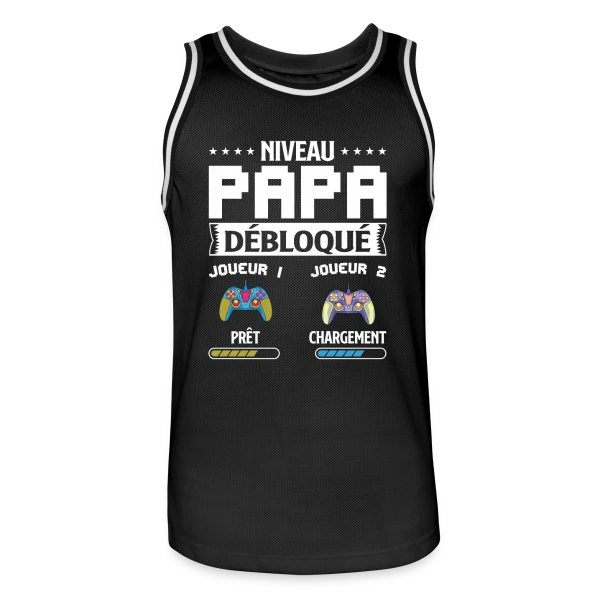 Niveau Papa Débloqué : T-shirt Futur Papa Gamer sur Maillot de basket Homme