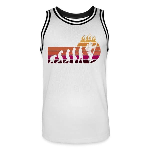 Évolution Pompier Rétro – Métier de Héros sur Maillot de basket Homme