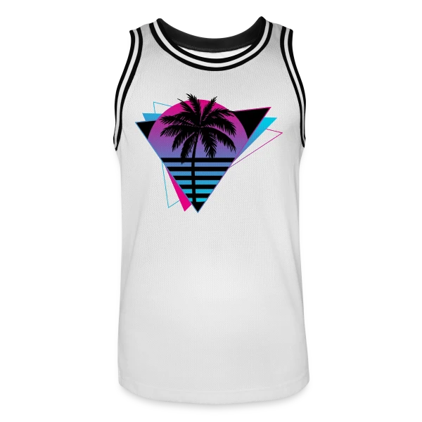 Palmier Rétro Synthwave sur Maillot de basket Homme