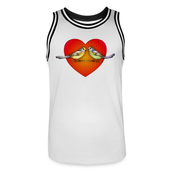 Oiseaux Amoureux Cœur sur Maillot de basket Homme