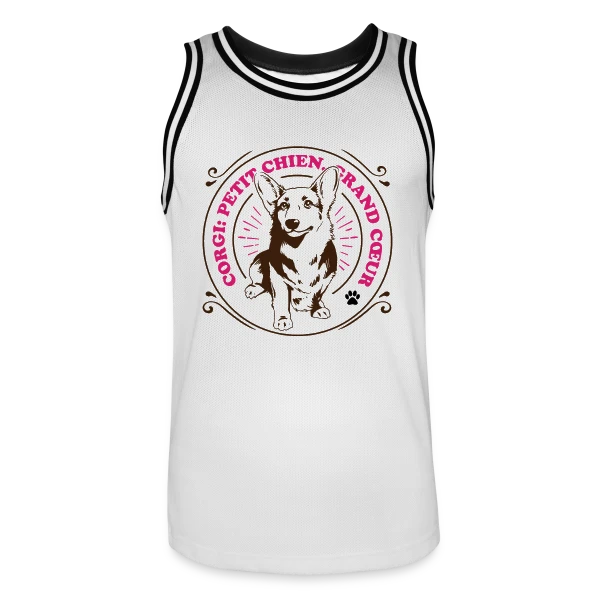 Corgi Grand Cœur: Adorable T-shirt pour Amoureux des Chiens sur Maillot de basket Homme