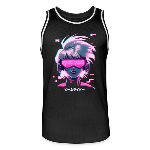 Synthwave Anime Girl : Cyberpunk Néon Rétro sur Maillot de basket Homme