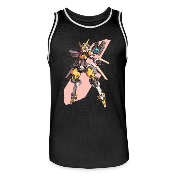 Fille Cyborg Mecha Anime Rétro 90s sur Maillot de basket Homme