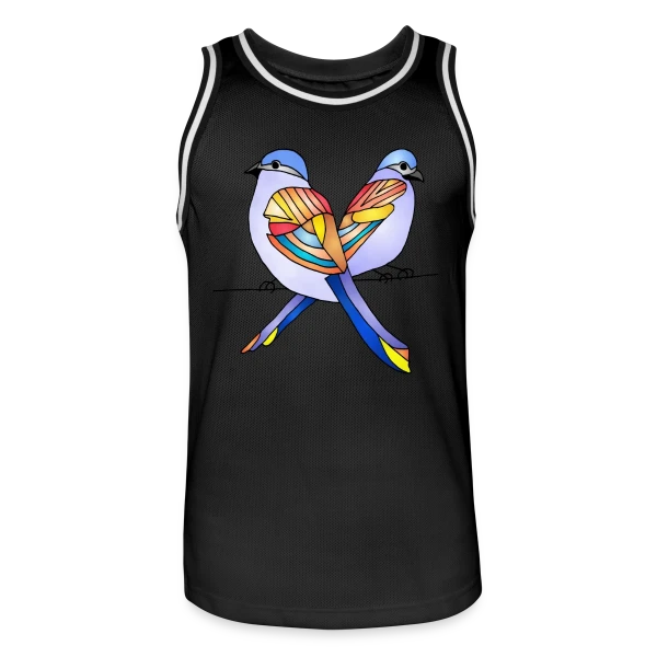 Duo Oiseaux Colorés sur Maillot de basket Homme