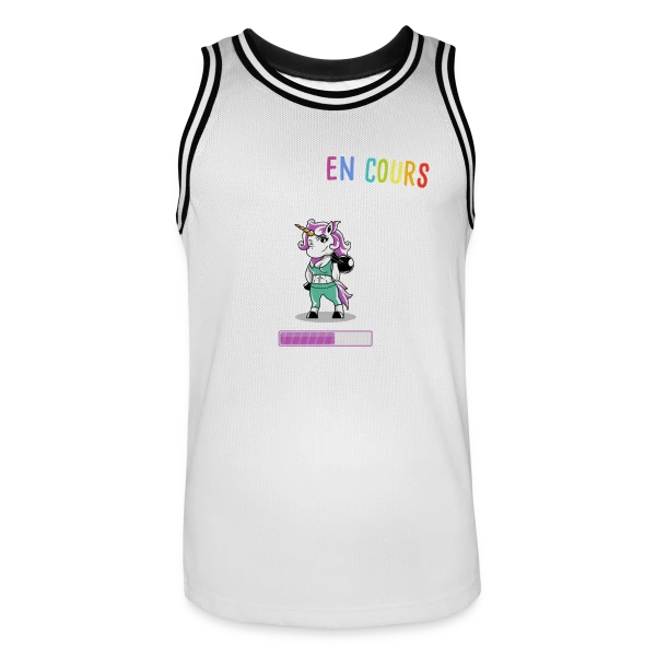 Muscles en Cours : Licorne Fitness Humour - Cadeau Sportif sur Maillot de basket Homme