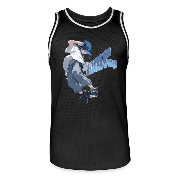 Parkour Manga : Athlète Streetstyle en Plein Saut sur Maillot de basket Homme
