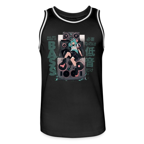 Fille Anime et Tour de Haut-parleurs - All We Need is Bass sur Maillot de basket Homme