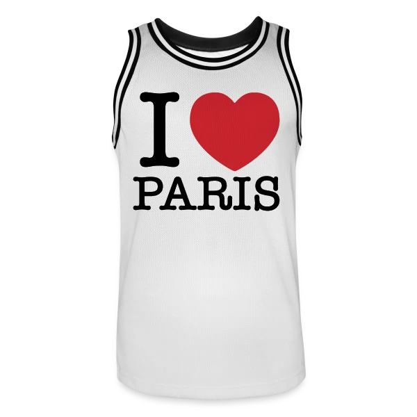 J'aime Paris Cœur Rouge sur Maillot de basket Homme