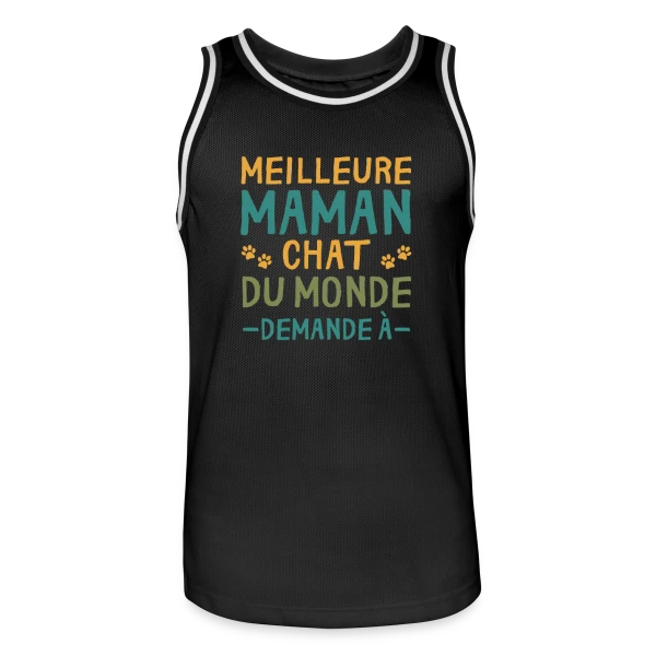 Meilleure Maman Chat du Monde - Cadeau Personnalisé sur Maillot de basket Homme