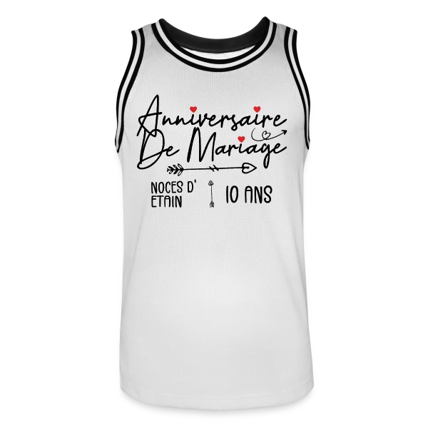 Anniversaire Mariage Noces Étain sur Maillot de basket Homme