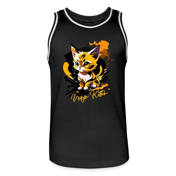 Chaton Ninja Urbain sur Maillot de basket Homme