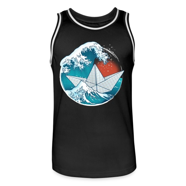 Bateau Origami dans la tempête sur Maillot de basket Homme