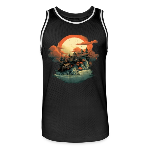 Paysage Asiatique Mystique sur Maillot de basket Homme