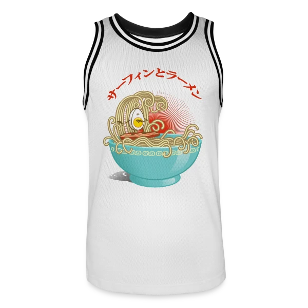 Surf & Ramens : L'Œuf glisse dans le bol sur Maillot de basket Homme