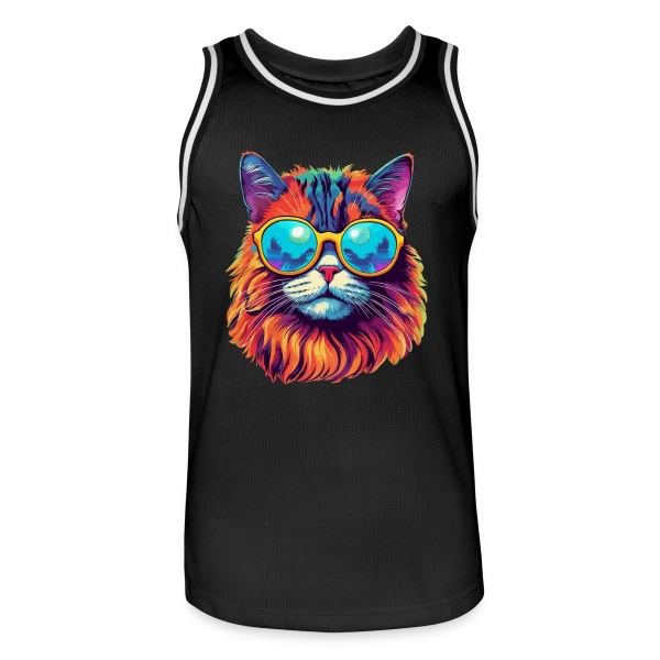 Chat Hippie Psychédélique sur Maillot de basket Homme