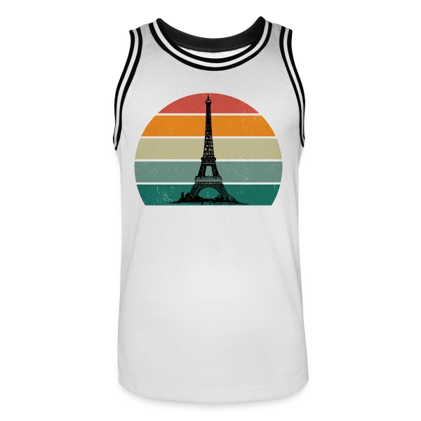 Tour Eiffel Rétro Sunset sur Maillot de basket Homme