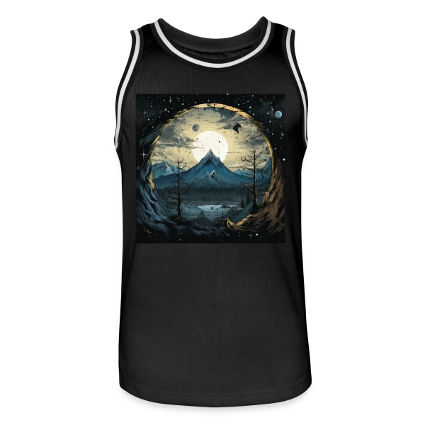 Paysage Montagneux sous la Lune sur Maillot de basket Homme