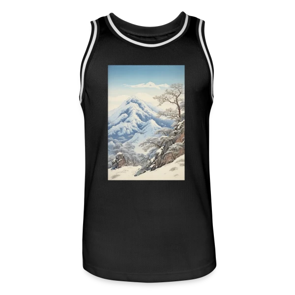 Paysage d'Hiver Asiatique Style Anime Vintage sur Maillot de basket Homme