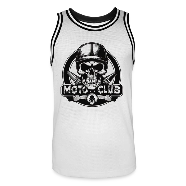 Tête de Mort Motard Rétro – Club Moto sur Maillot de basket Homme
