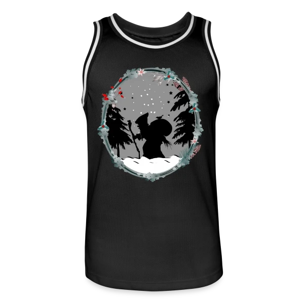 Père Fouettard en Silhouette - Style Noël Ancien sur Maillot de basket Homme