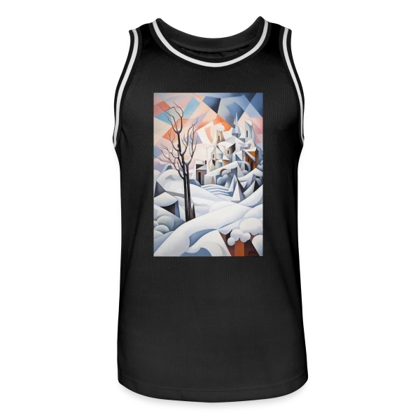 Paysage Hivernal Géométrique sur Maillot de basket Homme