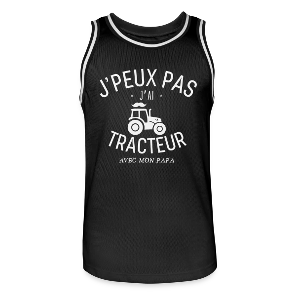'J'Peux Pas J'Ai Tracteur avec Papa' - Humour Enfant et Parent sur Maillot de basket Homme