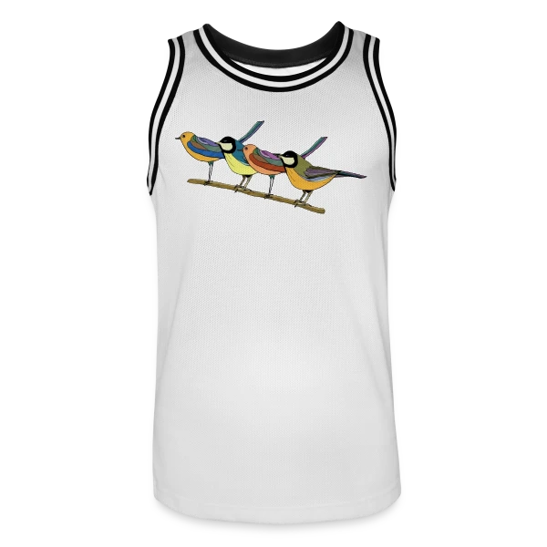 Quatre Oiseaux Colorés sur Maillot de basket Homme