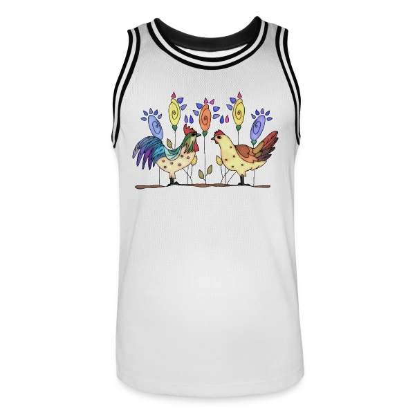Duo Fermier Coq & Poule sur Maillot de basket Homme