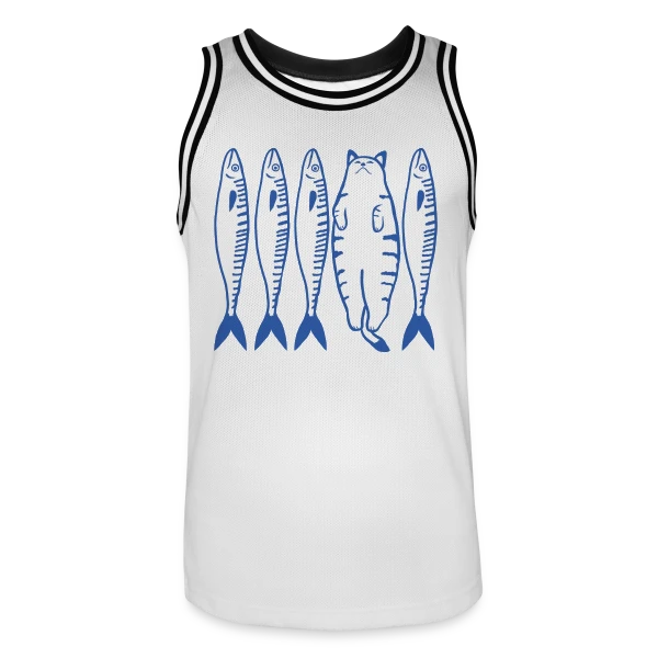 Chat Blanc et Compagnie sur Maillot de basket Homme