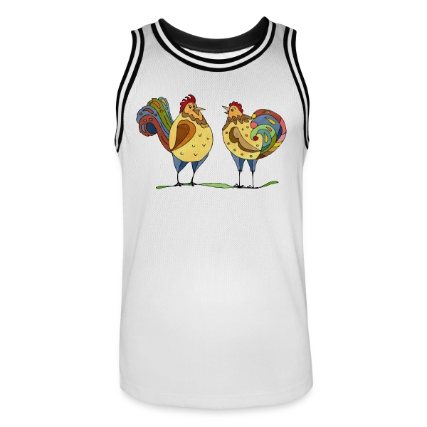 Duo Coq & Poule Champêtre sur Maillot de basket Homme