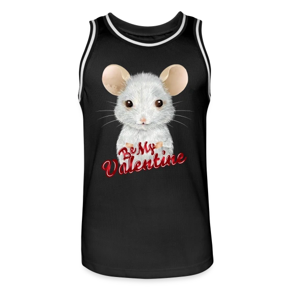 Adorable Souris Blanche de la Saint-Valentin sur Maillot de basket Homme