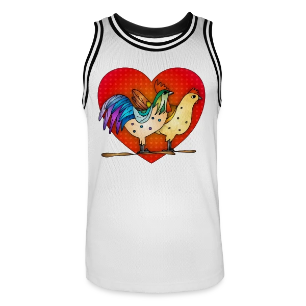 Duo Coq et Poule Champêtre sur Maillot de basket Homme