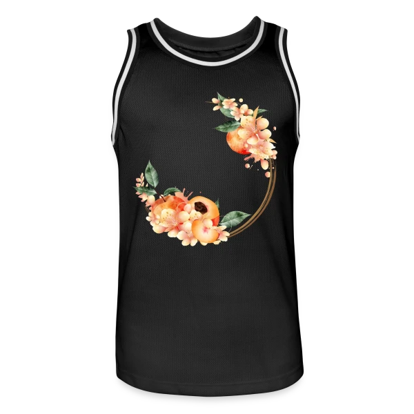 Pêche et Fleur en Couronne Tendance sur Maillot de basket Homme